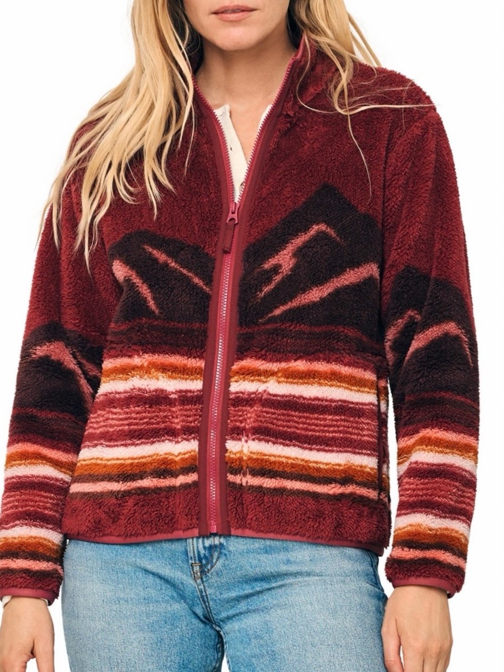 Faherty x B. Yellowtail Mountain Sunrise High Pile Fleece Jacket XS NWT